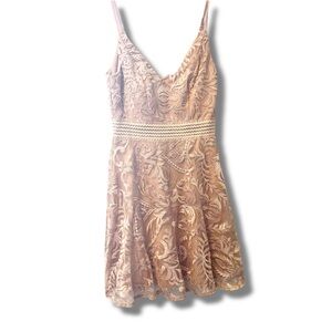 Xtraordinary Tan Lace Mini Dress